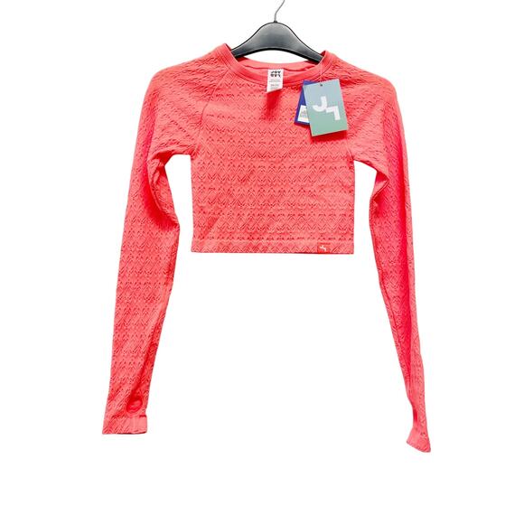 JoyLab Women's Cropped Seamless Long Sleeve Tee Orange Size XS - Picture 1 of 5